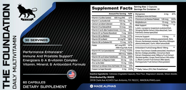 Men's Multivitamin Supplement Facts